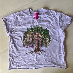 QUEEN OF SPARKLES Lavender Sequin Tree T-Shirt